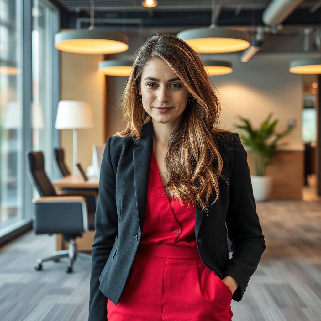Une personne en tenue professionnelle examine un tapis de qualité dans un bureau moderne, soulignant notre engagement envers les clients entreprises.